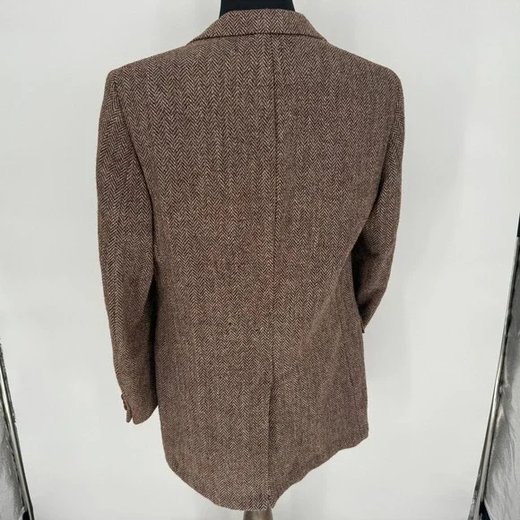Vintage Harris Tweed Suit Coat Mens Blazer Size 44R Handwoven Pure Scottish Wool - Picture 3 of 6